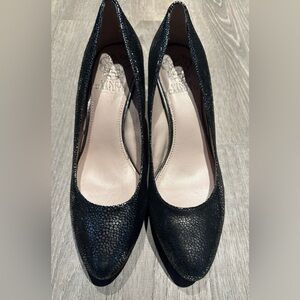 Vince Camuto - Black Metallic Classic Slip on Pump High Heel Shoes - Size 7